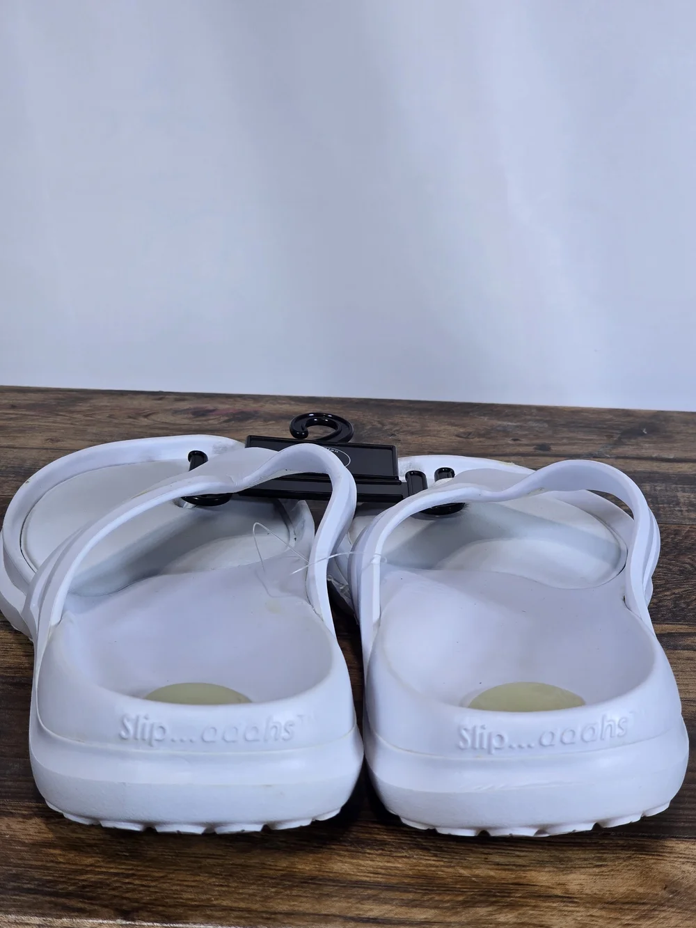White Men's Comfy Flip Flops with Yellow Accent Size 9